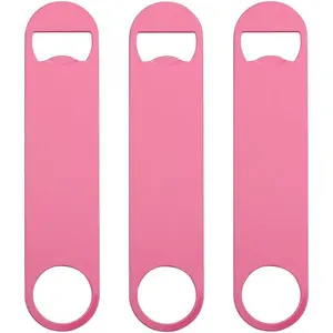 3 Pack 7" Heavy Duty Flat Bottle Opener, Pink