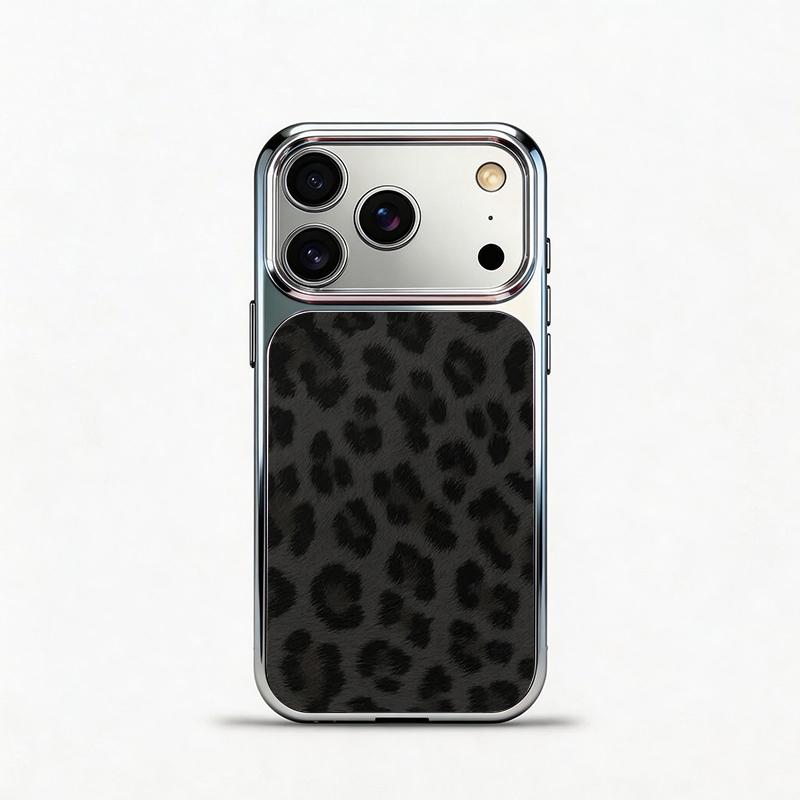 Glass Shockproof Electroplated Silver/Black Leopard Print iPhone 17ProMax Cover Precise Hole Alignment For Lens Frame 15ProMax Anti-yellow | 14ProMax Anti-fall | 13ProMax Ultra-thin Design 16ProMax AirPhoneCase