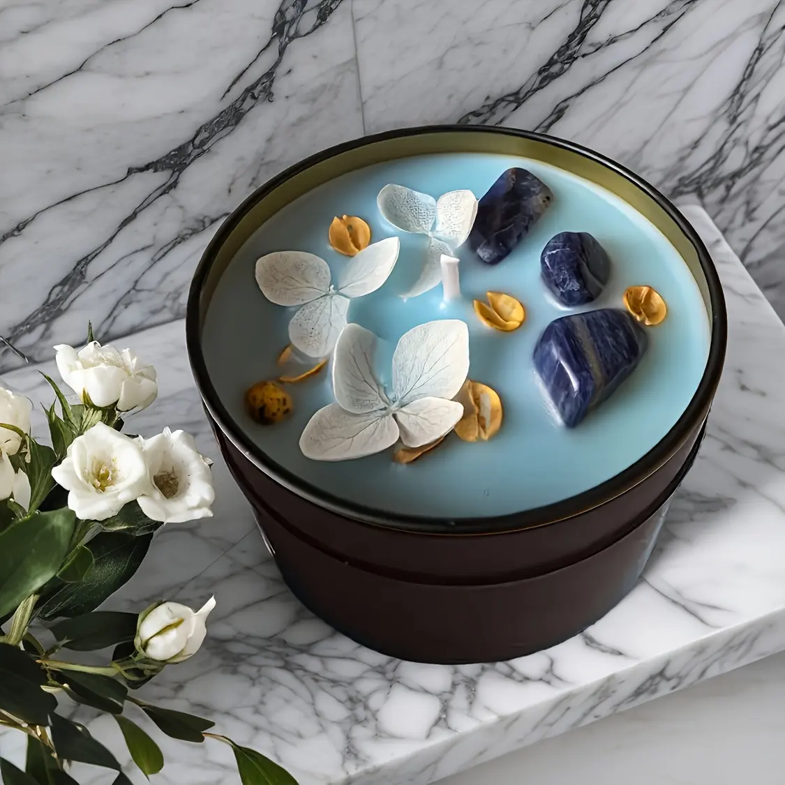 BLue patterned stone jar wax 1pc