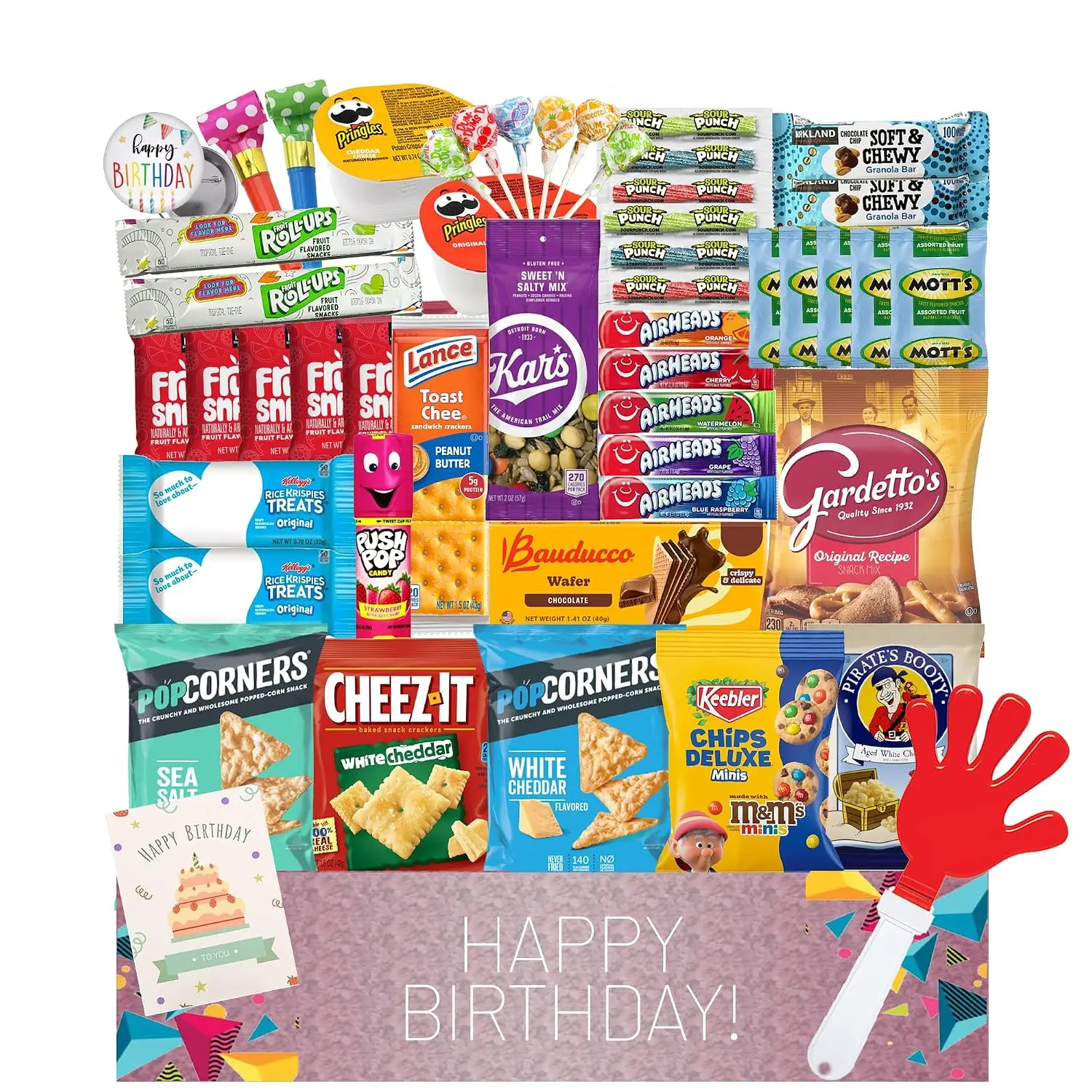 JUMBO JUMBLE Birthday Snack Box Assortment Variety Care Package Birthday Snacks Gift Box for Kids, Teens, Boys, Girls, Men, Women, Office, College Students, & Military Soldiers 50 Count (Birthday Set)
