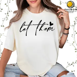 Let Them T-shirt DRG, Positive Saying, Mental Health, Self Love Club, Self Motivation, Positive Women, Gift For Women Cotton Comfort Womenswear Check Casual Fabric
