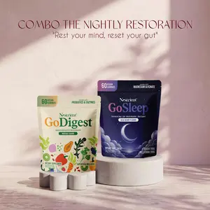 Nestrient GoSleep & GoDigest Dual-Action Bundle - Digestive Enzymes Probiotic, Dietary Healthcare Supplements, Melatonin & Gut Health Support, Wake Up Rested & Light, Vegan, GMO-Free