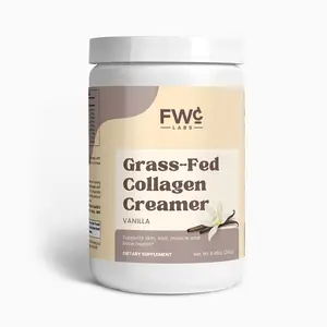 FWCLABS Grass-Fed Collagen Creamer (Vanilla) - Hydrolyzed Peptides with MCT for Daily Wellness Support | Plant-Based Fats & Vanilla Flavor - Non-GMO & Gluten-Free - 240g