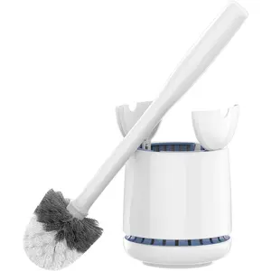 Toilet Bowl Brush and Holder, , with Solid Handle and Durable Bristles for Bathroom Cleaning, White, 1 Pack