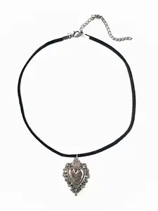 Sacred Heart Cord Necklace by Steph Marie Art 15" With 3.5" Chain