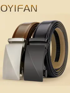 Belts for Men, Business Fashion Belt, Automatic Buckle Belt, Casual Waistband for Jeans Trousers, Fashion Belt for Party, Daily Clothing Decor, Trendy All-match & Exquisite Belt for Gift, Leather Belt
