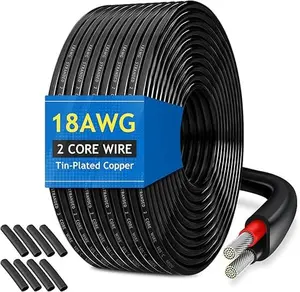 18 Gauge 2 Conductor Electrical Wire, 31m Stranded Tinned Copper Cable, 18 AWG Stranded PVC Cord, 12V Low Voltage/Tinned Copper/Flexible Cable for Automotive Wiring, Lamp Cord, Marine Cable (100FT)