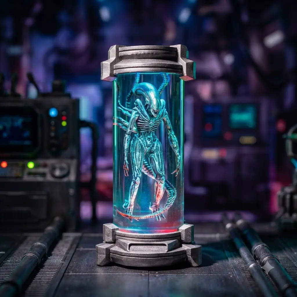 Sci-Fi Space Monster Xeno.morph Diorama, Handcrafted Hypersleep Chamber Cryosleep Tube Ornament, Cyberpunk Desk Decor Art Christmas Gift for Him