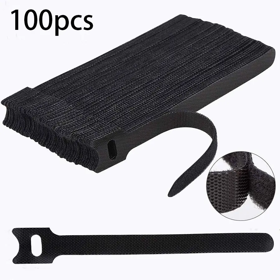 100pcs Reusable Velcro Cable Organizer, Earphone Charger Data Line Holder, Network Wire Binder, Tidy Zip Tie, Cable Management Tool