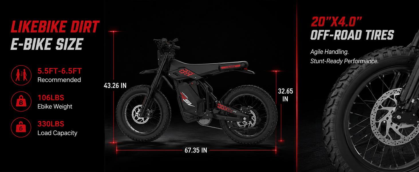LIKEBIKE LF03 Pro Electric Dirt Bike for Adults, Pre-Assembled 20" Tires Off-Roading E-Bike, 3000W Motor, 60V 27Ah Removable Battery, 42 MPH, 40° Hill Climb, Dual Suspension, 7-Speed Gears, Hydraulic Brakes, NFC Unlock, Trail Riding, Nfc/Np Unlock