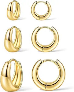3pcs Ear Gauges Gold Plated Teardrop Design for Stylish Earrings with Unique Sculpture and Elegant Gold Finish Ideal for Any Occasion