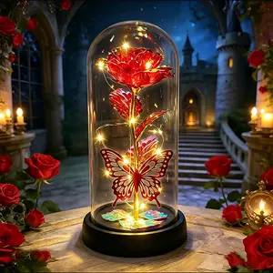 Birthday Rose gifts for Her,Women's history month Flowers gifts for Mom Women Girlfriend,Mother's day gifts for Women,Valentines gifts for wife,Colorful Light Up Rose in A Glass Dome,Anniversary Christmas roses gift for wife daughter