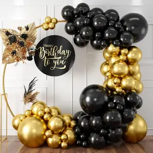 119pcs Latex Balloons in Black and Golden for Graduation Season, Weddings, Father'S Day, Mother'S Day, Decoration Set Suitable for Weddings, Birthdays, Anniversaries, Carnivals, New Year, Home, Room Backgrounds, Christmas