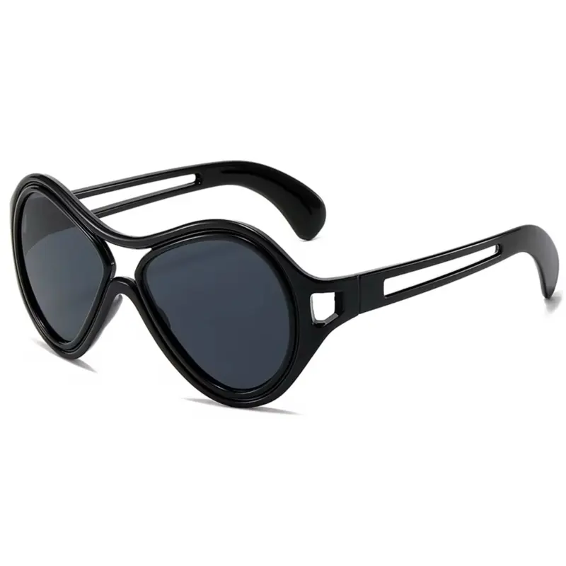 Shadeoholics Black Sunglasses with Curved Design and Stylish Fit