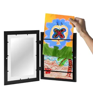 Eco-Friendly Wooden Flip-Top Photo Frame for Kids – 14x10 Inch, Safe Rounded Corners, Lightweight & Durable – Perfect for Crafts, Children's Drawings, Hanging Art, Portfolios