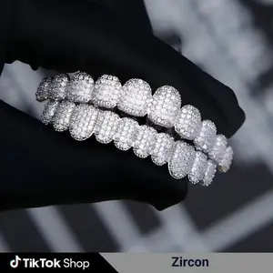 Hip Hop Cubic Zirconia Teeth Grills for Rappers and Cosplayers - Punk Style Accessory Set  grillz cap Jewelry Oral