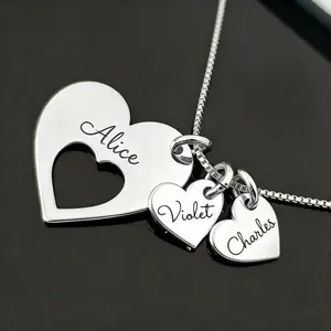 AS198 Meaningful Personalized Hearts  Family Name Multiple Heart Names Necklace, Birthday,Family Keepsake Necklace Family Names Mom's Day Gift For Mother's Day