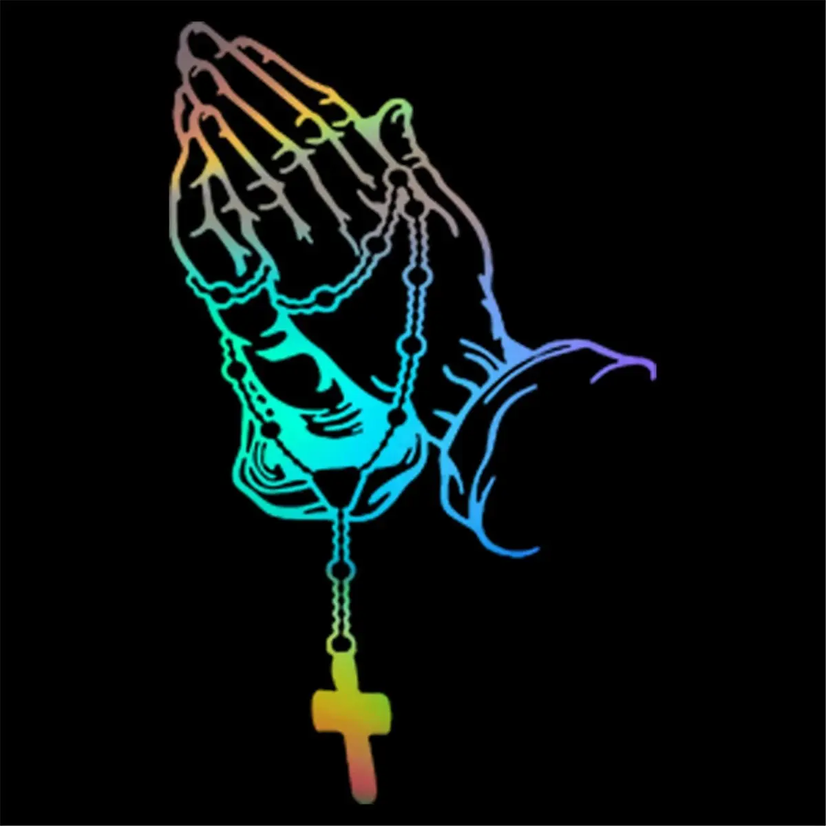 Car Reflective Sticker Cross Rosary Gesture Sticker Prayer Gesture Body Window Easy to Use Waterproof Multi-Color