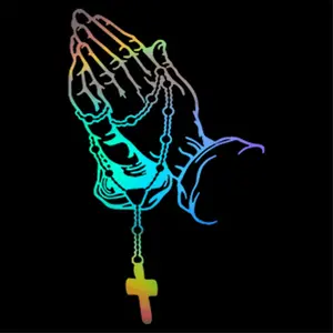 Car Reflective Sticker Cross Rosary Gesture Sticker Prayer Gesture Body Window Easy to Use Waterproof Multi-Color