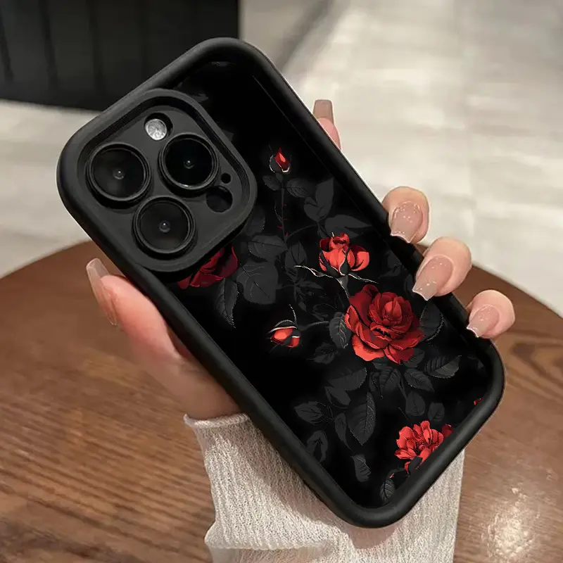 Flower Pattern Silicone Phone Case for iPhone 16,15,14 Pro Max,13,12,11,XR,XS,E,Plus - Shockproof Phone Accessory, Rugged Durable, Drop Protection, Soft Silicone Feels Gentle in Hand