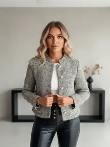 Women's Solid Button Front Coat, Casual Long Sleeve Outerwear for Fall & Winter, Ladies Clothes for Work Office Business, Casual Fashionable Jacket, Womenswear