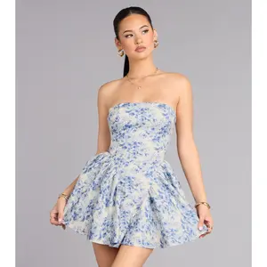 Sweet Blooms Floral Lace-Up Mini Dress