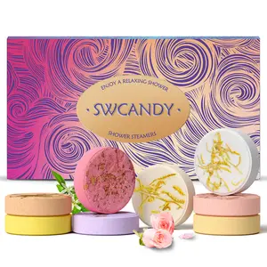SWCANDY Shower Steamers Aromatherapy 8 Pack Long Lasting Relaxing Formula with 8 Flavors for Women Men Mom Gift Stocking Stuffers Natural Essential Oils Home Spa Self Care Stress Relief Relaxation Bath Bombs Christmas Flower