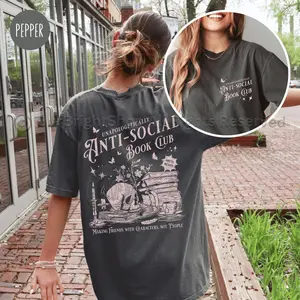 Anti-social Book Club Comfort Colors Shirt For Introverted Romance Reader Vintage Distressed Reading T-shirt Bookish For Book Lover Gift, Trendy T-shirt