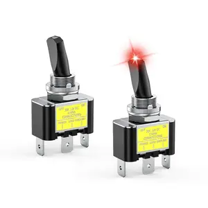 Nilight 2PCS Red LED Toggle Switch 12V DC 30A 3 Pin On Off 2 Position Heavy Duty Rocker Switch with 14AWG Wire for Automotive Cars Trucks Boats Racing Cars Auto Boat
