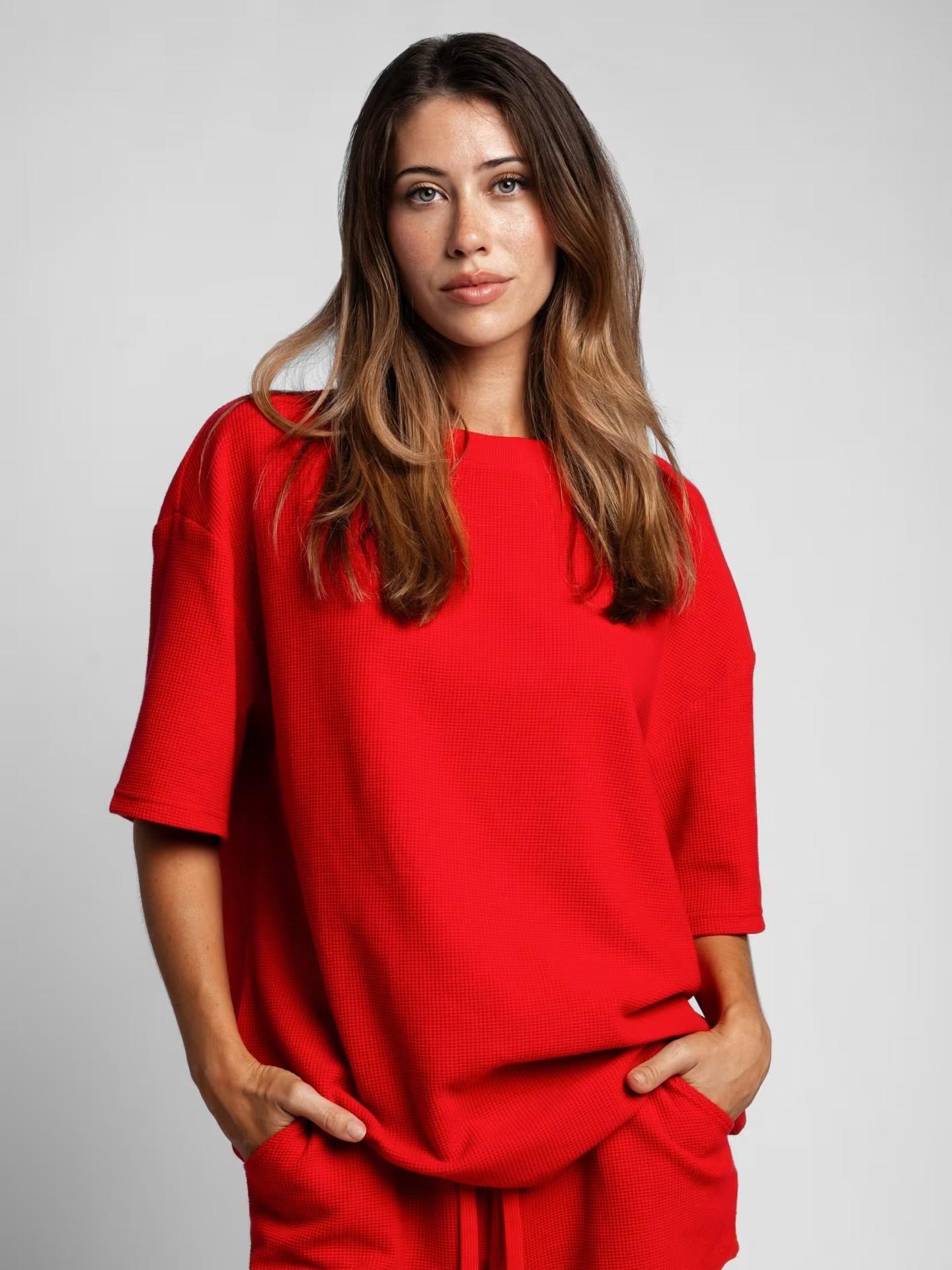 2026 Summer New Women's Clothing Set: Solid Color Loose Top and Casual Shorts