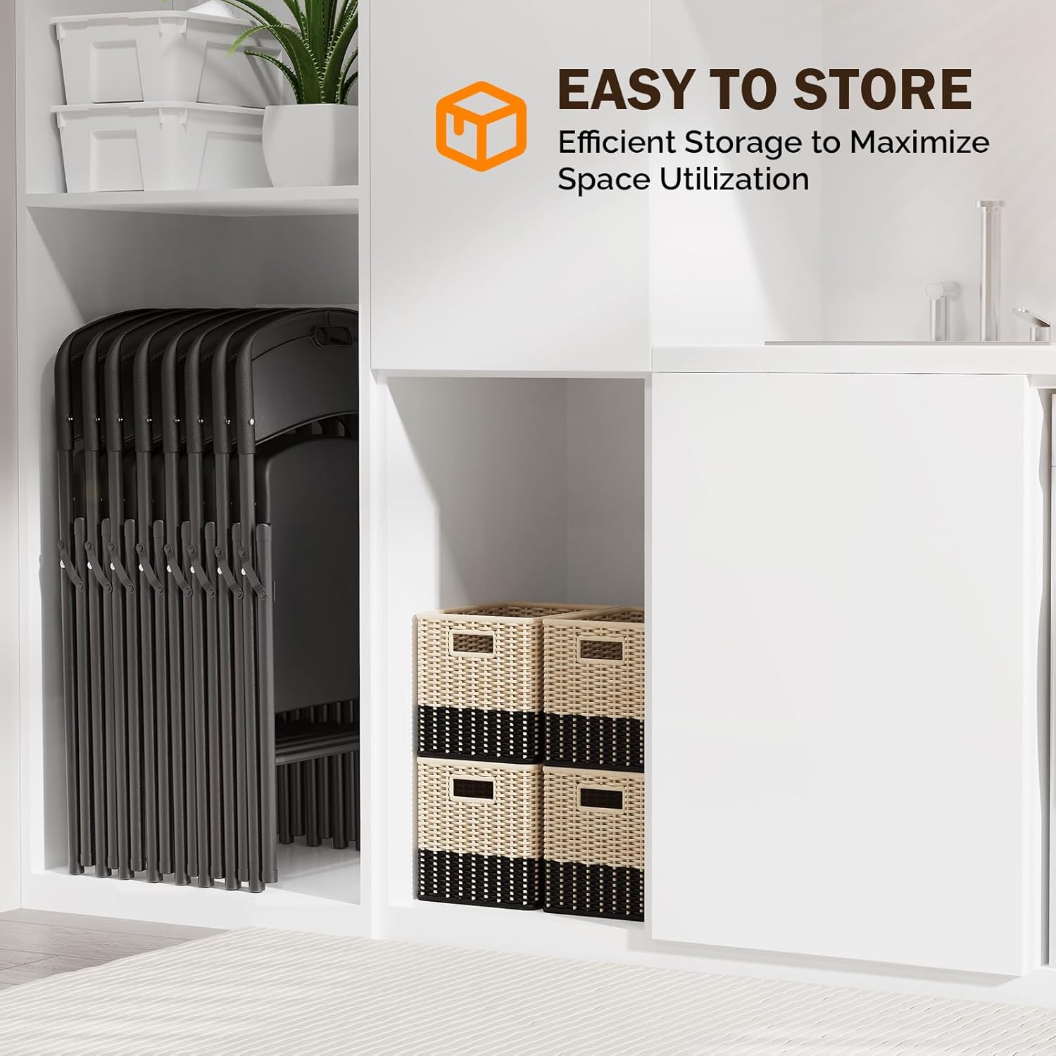 VINGLI Folding Chairs, Plastic Foldable Chair, Capacity up to 350 lbs, Portable Seating for Indoor Outdoor Events Parties Camping Work School Commercail