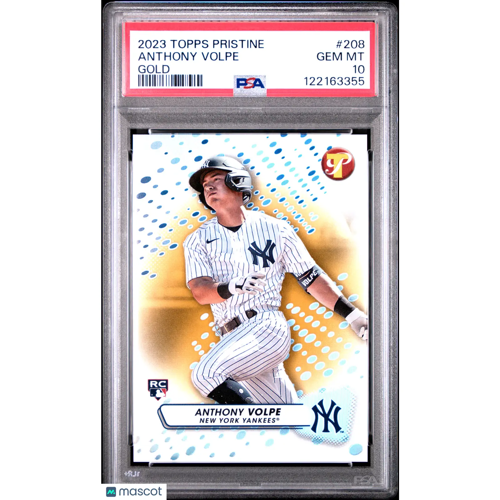 2023 Topps Pristine Anthony Volpe Gold #208 PSA 10 /50