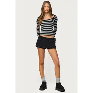 Giselle Wrap Denim Mini Skort