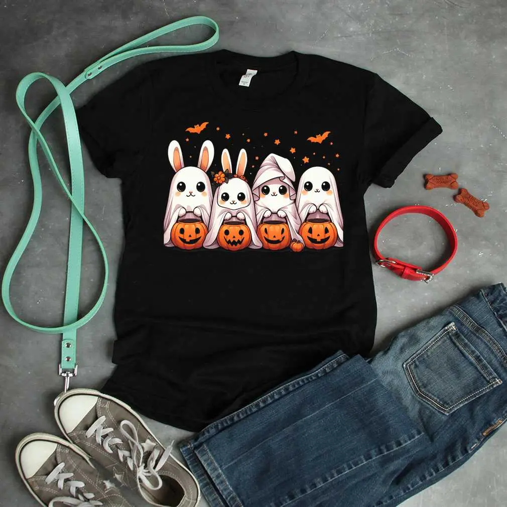 Cute Fall Ghost Bunny Rabbit Halloween Costume T-Shirt_1