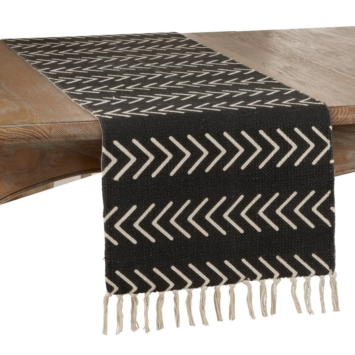 SARO 1603-BK1672B 1-Piece Chevron Pattern Table Runner, 16x72 in. Oblong, Black Home Kitchen Linen, One-Piece