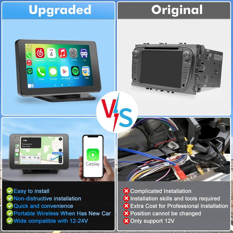 【PASLDA】New Year Gift ：2026 Upgraded Wireless CarPlay Screen for Andriod & Iphone : The Ultimate Portable Car Play Adapter for Seamless In-Car Entertainment