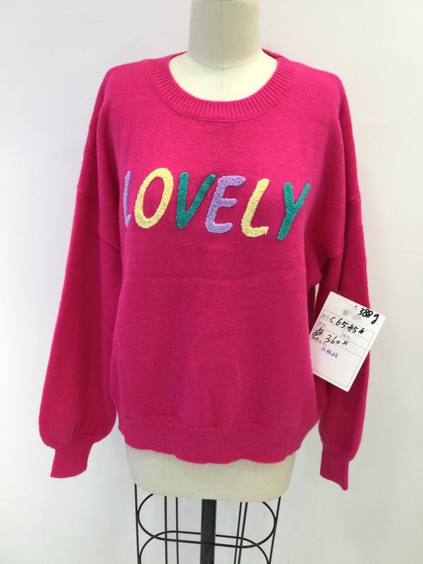 Women's letter (lovely) pattern cardigan crew neck pullover top autumn and winter long-sleeved sweater casual style retail/wholesale