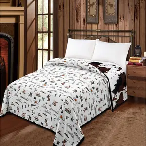 WHITE RODEO - COWPRINT MIA REVERSIBLE CAL KING SIZE BLANKET