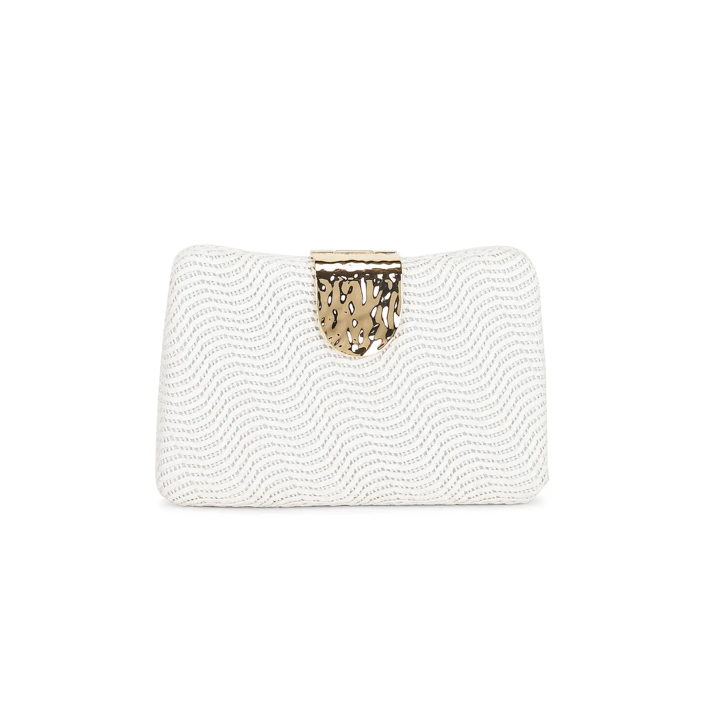 olga berg Lindy Woven Clutch in White