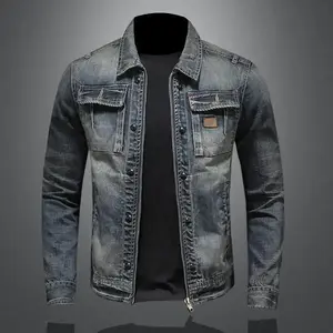 Men's Retro Classic Denim Jacket Autumn Street Trend Handsome Riding Windproof Men's Clothing High Street Casual Lapel JacketGift