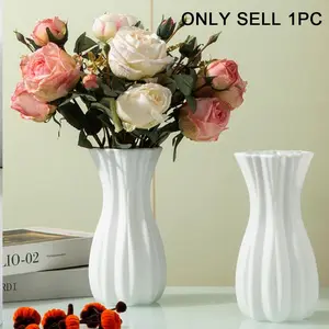 Pleated Vase 7in/9in -, Flower Arrangement Vase, Decorative Flower Vase, Shatterproof Matte Lightweight, Kids Room Safe for Flower Arranging, Faux Ceramic Outdoor Picnic, Entryway Desk Decor