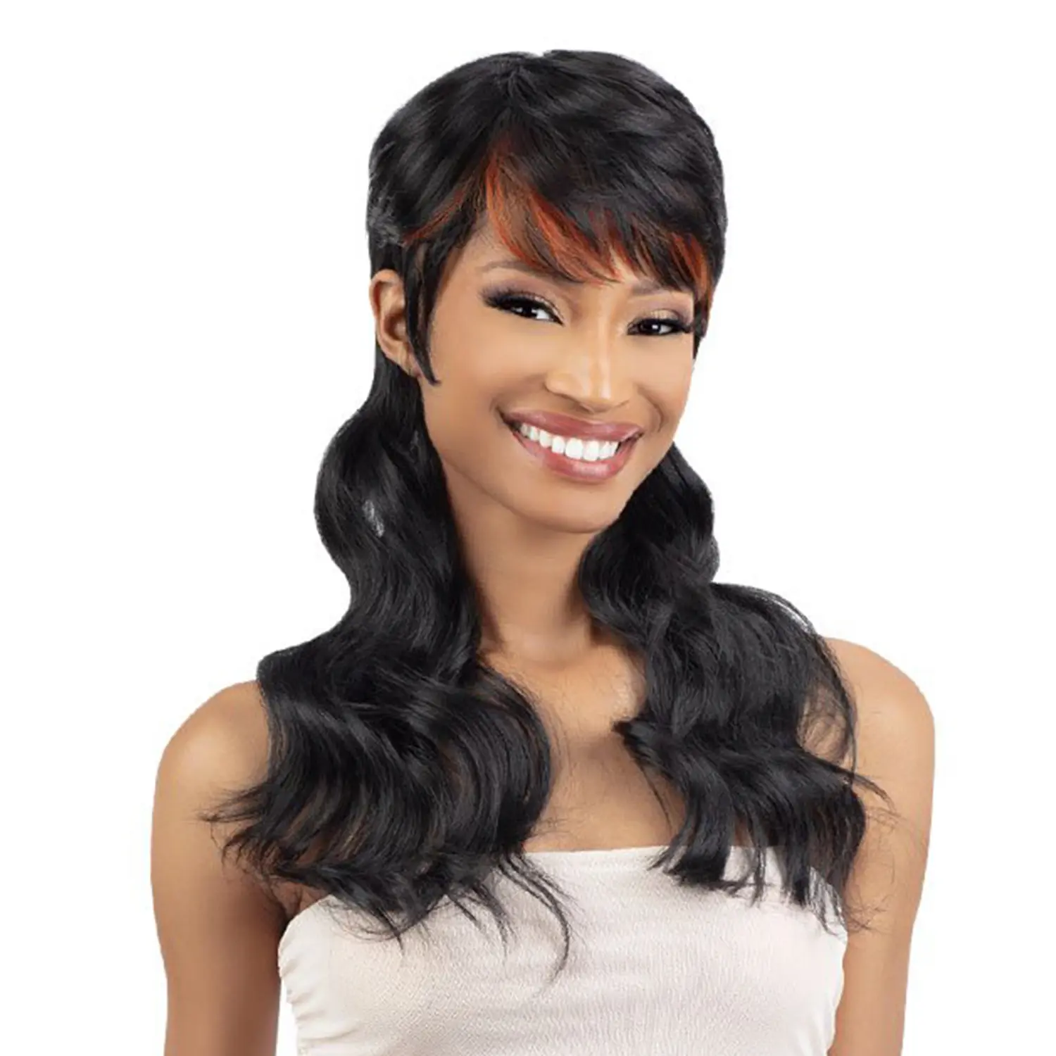 FreeTress Equal Lite Wavy Mullet Wig, Retro 80s-90s Style Synthetic Hair, Loose Deep Wave Texture, Heat Safe Up to 400℉