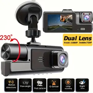 3 Channel Dash Cam Front Rear Inside 1080P FHD Triple Camera Car Dash Camera with 32GB Card IR Night Vision Wide Angle Loop Recording Parking Mode G Sensor Accident Recording Ride Share Uber Driver Car Camera Car Dashcam Dashcams For Cars Car Dashcam outd