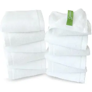 12 Pack 13" x 13" Soft Washcloths Bamboo Viscose & Cotton Blend Face & Body Wash Towels White