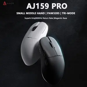 AJAZZ AJ159PRO wireless mouse new PAW3395 sensor low latency with magnetic charging base 400 mAh battery DPI26000 lightweight 56g small and medium-sized hand type suitable for e-sports games and office