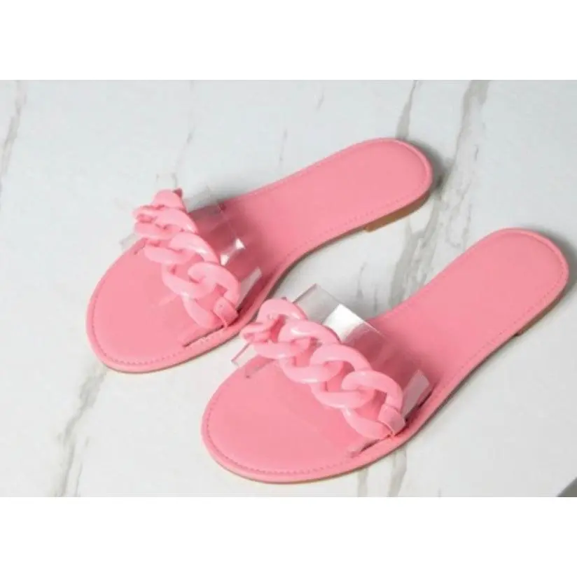 Pink chain sandals