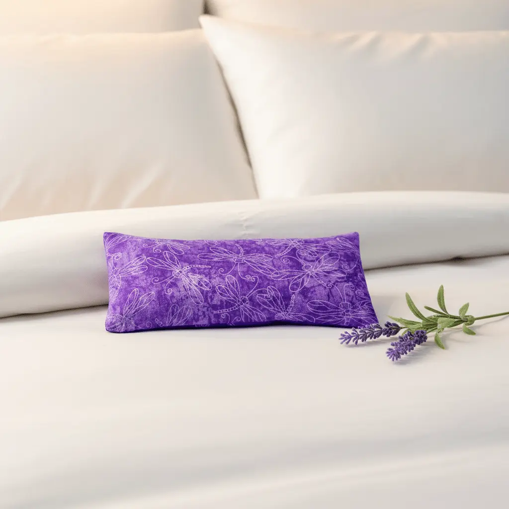 lavender Weighted Eye Pillow with Basmati Rice & Lavender, Microwave Safe Hot-Cold Sleep Aid Mask with Removable Cover for Tension Relief, Night Routine, Face Care Products, Relieves Tension, Hypoallergenic, Facial, Natural Fabric, Washable Shell, Adults,