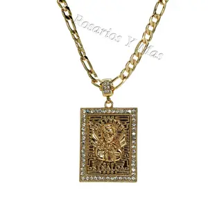 24K Gold Plated Jesus Malverde with 26" Necklace - Malverde con Cadena de 26"