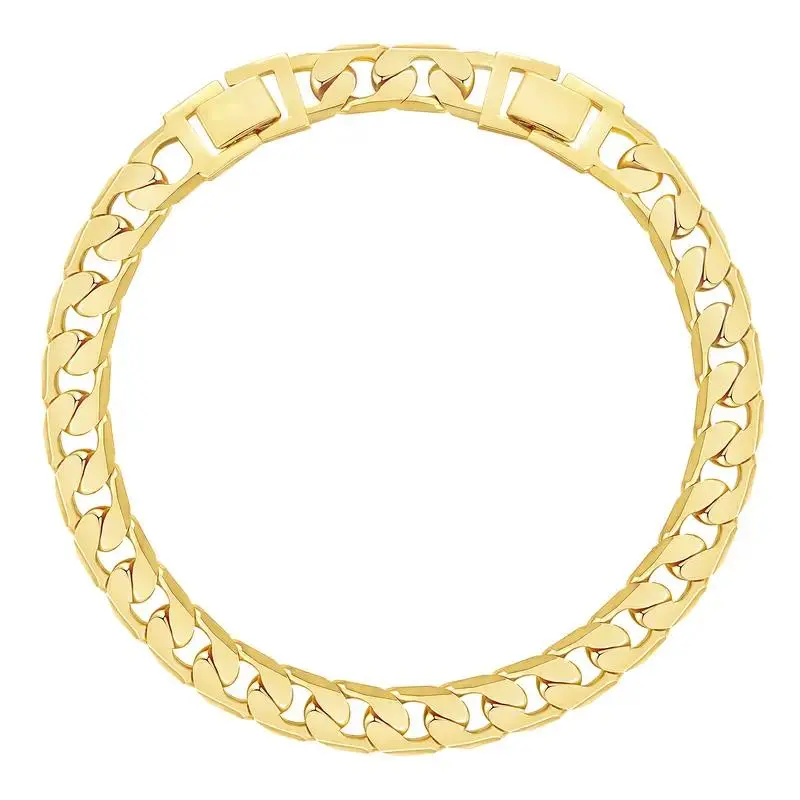 14K Gold Plated Chunky Curb Chain Anklet for Women - Lightweight Flat Curb Link Chain Anklets - Trendy Summer Gold Jewelry