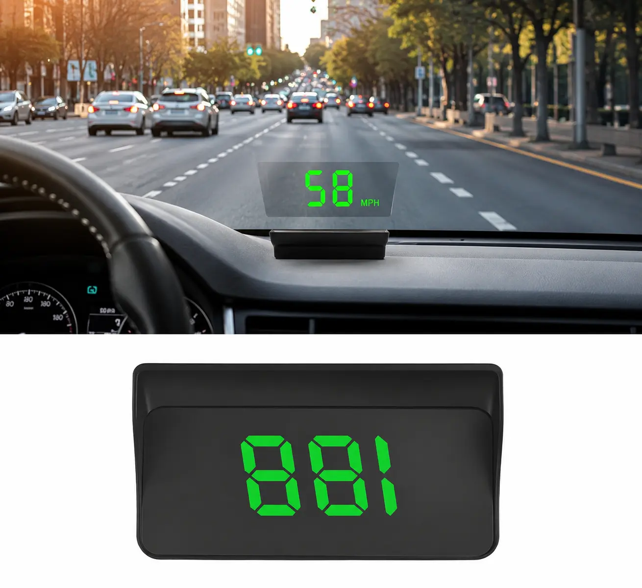 Car HUD Display for Cars Digital GPS Speedometer with MPH Speed Windshield Projection USB Plug and Play Heads Up Display Large Font Auto Brightness Adjustment Universal Car Accessories for SUVs Trucks